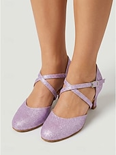 abordables Années 1920 &amp; Ère Gatsby-Chaussures de danse latine à paillettes pour femmes, élégants escarpins de salon à bout fermé avec bride à la cheville pour la salsa et le tango &amp;pratique de danse