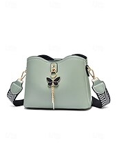 baratos Malas com Alça-Bolsa transversal feminina em couro sintético com alça ajustável, pingente de borboleta, bolsa casual chique multicolorida para uso diário, deslocamento para o trabalho e passeios de férias.