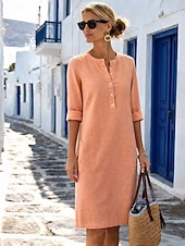 economico Abiti Falsi Essenziali-Per donna Abito Midi Abito a Tubino Casual Quotidiano Vestibilità regolare Semplice Manica Lunga Girocollo Blu Nero Bianco Blu reale Estate Primavera Autunno