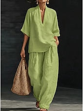  Dámské Sady bavlněného prádla Poloviční rukáv Do V Bez vzoru prázdniny Denní Ležérní Denní Vodní modrá Černá Bílá Jaro léto