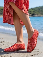 abordables Ballerines femme-Ballerines noires chics en plastique pour femmes - chaussures d'eau respirantes à structure ajourée et semelle souple, idéales pour les vacances à la plage et les promenades en bord de mer. &amp;tenues