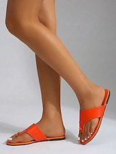 economico Infradito scivolosi-sandali infradito arancioni e rossi da donna, pantofole estive casual, sandali da spiaggia leggeri e comodi per viaggi e vacanze &amp;abbigliamento quotidiano