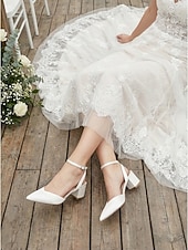 お買い得  花嫁-Women's Simple White Chunky Heel Sandals - Elegant Bridal Shoes for Garden Weddings
