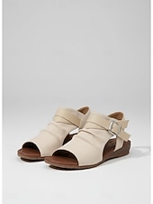 abordables Sandales Plates-Sandales à bout ouvert en imitation daim pour femme, fermeture éclair à l'arrière – style décontracté chic, confort optimal pour la marche, les voyages, le week-end, le jardinage et le quotidien
