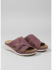 abordables Sandalias deslizantes-Sandalias burdeos perforadas para mujer: calzado informal y cómodo de verano para playa, vacaciones y uso diario.