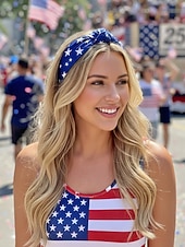 お買い得  アクセサリー-女性用ボヘミアン風ポリエステル製ヘッドバンド、複数のアメリカ国旗柄、軽量サマーヘアアクセサリー、アメリカ建国250周年、独立記念日、普段使いに最適
