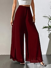  Жен. Штаны Летние штаны Мешковатые брюки Повседневные брюки Отпуск Винтаж Мода Полная длина Завышенная Полотняное плетение Карман Эластичная талия Широкие Легкость Мягкий Удобный Слабоэластичная