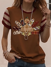 cheap Animals tee-Women's T Shirt Print Graphic Animal Vintage Stylish Classic Short Sleeve Crew Neck Round Neck Regular Tops Daily Weekend Dark Brown White Green Summer Spring