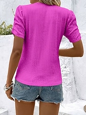 cheap Plain tee-Women's T Shirt Tee Top Plain Fashion Classic Casual Short Sleeve Crew Neck Regular Tops Daily Going out Weekend Blue Black Pink Rose Red Light Blue Summer Spring