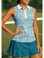 abordables Camisa de Mujer-Mujer Geométrico Camisa deportiva Camisas de polo Camiseta sin mangas Camiseta de tenis Sin Mangas Floral Botones UPF50+ Resistente a los rayos UV Alta elasticidad Dispersor de humedad Transpirable
