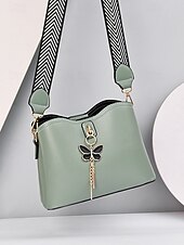 baratos Malas com Alça-Bolsa transversal feminina em couro sintético com alça ajustável, pingente de borboleta, bolsa casual chique multicolorida para uso diário, deslocamento para o trabalho e passeios de férias.
