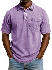 halpa Miesten klassinen poolopaita-SoftFade™ Miesten Happopesu Paita Puuvilla Polo Paita Rentoa Lomaa Kauluskaveri Värikästä Polo Kaulusta Lyhythihainen Muoti Perus Yksinkertainen Vintage Haalistunut Kesä Kevät Normaalimallinen Musta