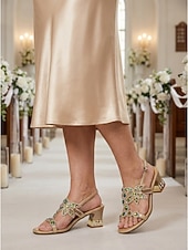 economico Madre della Sposa/Sposo-sandali da donna con tacco basso decorati blu - eleganti scarpe da mamma per matrimoni in chiesa, occasioni formali