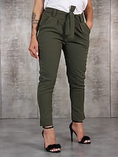 preiswerte Hose-Damen Tapered Hose Chinos Urlaub Streetwear Lässig Knöchellang Mittlere Taillenlinie Einfach Kordelzug Tasche Elastischer Bund Bequem Atmungsaktiv Mikroelastisch Täglich Outdoor Streetwear Schwarz
