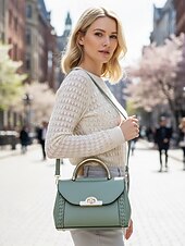 abordables Cabas et fourre-tout-Sac à main bandoulière femme en similicuir avec poignée supérieure et bandoulière réglable, élégant sac à main multicolore pour un usage quotidien décontracté, les trajets domicile-travail et les sorties en vacances.