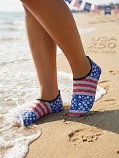  Chaussures aquatiques pour femmes, commémorant le 250e anniversaire des États-Unis – chaussettes aquatiques rouges et bleues aux couleurs du drapeau américain, idéales pour la plage, la natation, le
