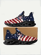 USA 250 Flag löparsneakers för kvinnor – lätta, andningsbara snörskor, patriotiska stjärnor &randig stil för självständighetsdagen, parader, gatufestivaler, utomhuspromenader &vardagskläder