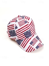  Patriotyczna damska czapka baseballowa z poliestru, z nadrukiem flagi USA w wielu stylach, regulowana, idealna na 250. rocznicę USA, Dzień Niepodległości i na co dzień.