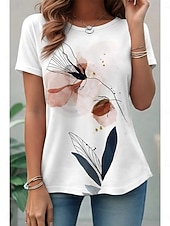  Dames T-shirt Afdrukken Grafisch Verloop Elegant Vintage Stijlvol Korte mouw Lange mouw Strakke ronde hals Normale tops Dagelijks Wit Geel Lichtgroen Blozend Roze Donkergroen Zomer Lente