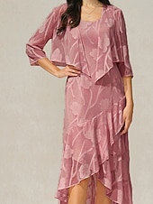  Mujer Vestido maxi Vestido de volante Elegante Diario Vacaciones Invitado a la boda Encaje Multi capa Ajuste regular Floral Sin Mangas Cuello Barco Rosa polvorienta