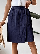 Χαμηλού Κόστους Κάτω-Γυναικεία Λινό από ψεύτικο βαμβάκι Σορτσάκια Καλοκαιρινό σορτς Διακοπές Μοντέρνα Κομψό στυλ street Μήκος γόνατος Ψηλή Μέση Σκέτο Κορδόνι Τσέπη Ελαστική μέση Άνεση Ικανότητα να αναπνέει Άνετο