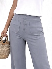 ieftine pantaloni cu picior drept-Pentru femei chinez Drept Elegant Vacanță Modă Lungime totală Talie Înaltă Simplu Confortabil Confort Απαλό Micro-elastic Zilnic În aer liber Stradă Albastru piscină Bleumarin Alb Verde Militar Var