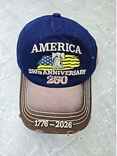 economico Cappellini con visiera-Cappello unisex 250° anniversario/indipendenza, berretto da baseball, portatile, traspirante, quotidiano, per esterni, strada, ricamo, bandiera