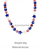  Патриотический женский набор украшений из смоляных бусин: ожерелье и браслет, посвященный 250-летию США, Дню независимости, для повседневной носки и путешествий.
