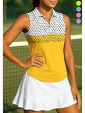 voordelige Dameshirt-Dames Geometrisch Stip Tops Sportshirt Wandelen poloshirt Tennisshirt Mouwloos Vetoketju Bloemig UPF50+ UV-bestendig Hoge Elasticiteit Vochtregelerend Ademend Tennis Golf Augurkbal Strijkijzer Rits