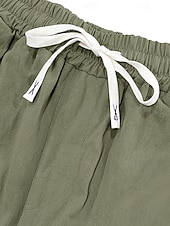 abordables Classique-Homme Pantalons en Lin Pantalons Pantalon d'été Pantalons Amples Avec Poches Taille Élastique Jambe Droite Couleur Unie Confortable Respirant Longueur complète Occasionnel Quotidien Fête Vacances Mode