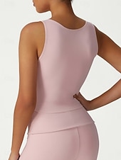 cheap Women's Shirt-Women's Solid Colored Sports Tank Top Tennis Bra Sports Bra Sleeveless Quick Dry Shockproof Moisture Wicking Breathable Tennis Pickleball Running Crew Neck Top Black Pink Blue Tennis Clothing