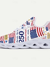  Herrsneakers för USA:s 250-årsjubileum – lätta löparskor i mesh med vadderad sula, andningsbara, bekväma, perfekta för självständighetsdagen, parader, festivaler och fritidskläder
