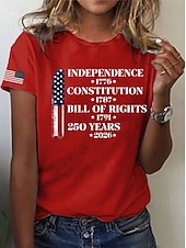  American Independence Day Women's T Shirt Print Graphic Flag Letter Vintage Stylish Classic Short Sleeve Crew Neck Round Neck Regular Tops Daily Blue Black White Red Summer Spring
