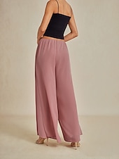  Mulheres Calças retas Elegante Comprimento total Cintura Média Natural Cintura elástica Com Stretch Casual Diário Férias Rosa empoeirada Verão Primavera Outono