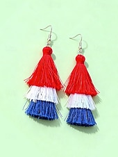  Женские серьги с полиэстеровыми кисточками, в разных стилях, в цветах американского флага (красный, белый и синий), патриотические украшения, идеально подходят для 250-летия США, Дня независимости и повседневной носки.