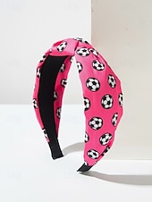 billiga Tillbehör-Knuten polyesterhårband med fotbollstryck i flera färger för kvinnor, håraccessoar för fotbollsfans, för fotbollsmatcher, lagstöd och vardagskläder