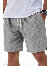 voordelige Klassiek-Voor heren Korte broek Zomer korte broeken Strandshorts Casual korte broek Trekkoord Elastische taille Effen Kleur Met Textuur Comfort Ademend Knielengte Dagelijks Buiten Streetwear Modieus Retro