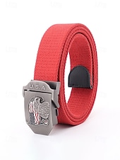 זול אביזרים-חגורת פוליאסטר מתכווננת לגברים עם אבזם דגל אמריקאי, חגורת מותן פטריוטית רב-צבעונית לאירועי יום השנה ה-250 לארה"ב, יום העצמאות, טיולים, חופשות ולבוש ספורטיבי קז'ואל