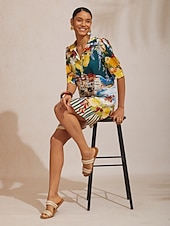 halpa Mekot-santorinin kesäinen silkkinen luonnonkaunis kukkakuvioinen paitamekko