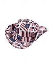 Недорогие Аксессуары-Женская ковбойская шляпа-панама из полиэстера с принтом, 2 в 1, многофункциональная, с патриотическим дизайном в виде флага США, идеально подходит для празднования 250-летия США, Дня независимости и повседневной носки.