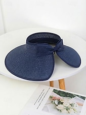abordables Accesorios de vacaciones-Sombrero de paja con ala ancha para mujer, plegable, abierto en la parte superior, varios colores, ligero, ideal para playa, viajes, uso casual, vacaciones y actividades al aire libre.