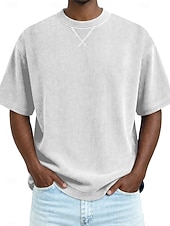 abordables Camisetas de pana-Hombre Camiseta Camisa de Pana Camiseta superior Manga Corta Cuello Barco Verano Primavera Todas las Temporadas Color sólido A Rayas Tira de pozo Básico Retro Antiguo Casual Suave Pana Vacaciones