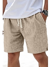 voordelige Klassiek-Voor heren Korte broek Zomer korte broeken Strandshorts Casual korte broek Trekkoord Elastische taille Effen Kleur Met Textuur Comfort Ademend Knielengte Dagelijks Buiten Streetwear Modieus Retro