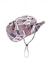 Недорогие Аксессуары-Женская ковбойская шляпа-панама из полиэстера с принтом, 2 в 1, многофункциональная, с патриотическим дизайном в виде флага США, идеально подходит для празднования 250-летия США, Дня независимости и повседневной носки.