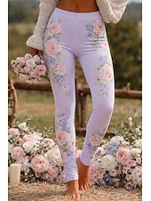  نسائي طماق بنطال ضيق مريح العطلة عتيق أساسي مكتمل الطول خصر عاليPantsعيد الميلاد المجيد ورد طبع مريح قابل للبسط فضفاض مناسب للبس اليومي الأماكن المفتوحة أزرق أبيض زهري أخضر الربيع الخريف قياس نحيل