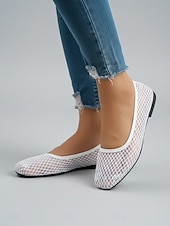 economico Ballerine da donna-ballerine da donna in rete traspirante bianca, scarpe casual leggere e slip-on per i viaggi, estate &amp;comfort quotidiano