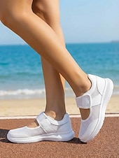 お買い得  レディーススニーカー-女性用軽量ライトグレーベルクロウォーキングスニーカー – 通気性の良いメッシュ素材のアスレチックシューズ。快適なスポーティスタイルで、ウォーキング、旅行、普段使い、フィットネス、アウトドアアクティビティに最適です。