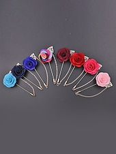 abordables Boda ACC-Pin de solapa con flor de poliéster elegante para hombre: múltiples opciones de color, elegante y moderno, perfecto para bodas y fiestas.