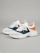  Sneakers da donna in maglia patriottiche: scarpe da passeggio leggere e traspiranti con stampa a stelle e lacci, stile sportivo casual per il giorno dell'indipendenza, le parate e i viaggi.