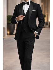 Χαμηλού Κόστους Γιορτή διακοπών-Ανδρικά Πάρτι Γάμου Σμόκιν Πάρτι Σκούρο γκρι Μαύρο Μονόχρωμο Τυπική εφαρμογή Σετ 3 τεμαχίων Μονόπετο Ενός Κουμπιού